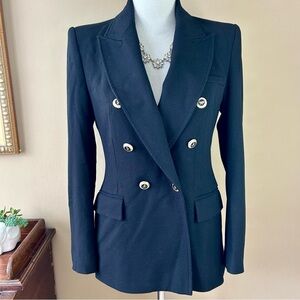 ZARA Double Breasted Blazer Jacket Black Blogger Favorite Size Small S